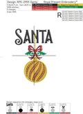 Santa inscription with Christmas ball machine embroidery design