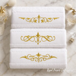 3 Elegant Gold BordersTowel Embroidery Design Set