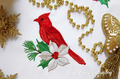 Set of Machine Embroidery Designs Red bird, poinsettia flower