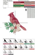 Set of Machine Embroidery Designs Red bird, poinsettia flower