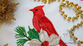 Set of Machine Embroidery Designs Red bird, poinsettia flower