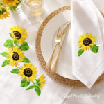 Sunflower Garland and Single Flower Machine Embroidery Design Set - 6 Sizes
