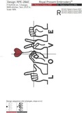 Sign Language LOVE lettering machine embroidery design - 9 sizes