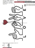 Sign Language LOVE lettering machine embroidery design - 9 sizes