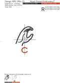 Sign Language letter C machine embroidery design - 3 sizes