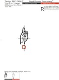 Sign Language letter D machine embroidery design - 3 sizes