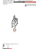 Sign Language letter D machine embroidery design - 3 sizes