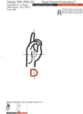 Sign Language letter D machine embroidery design - 3 sizes
