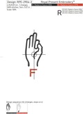Sign Language letter F machine embroidery design - 3 sizes