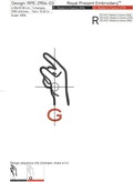 Sign Language letter G machine embroidery design - 3 sizes