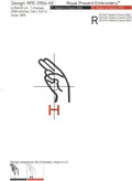Sign Language letter H machine embroidery design - 3 sizes