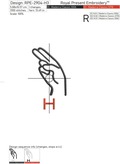 Sign Language letter H machine embroidery design - 3 sizes