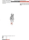 Sign Language letter K machine embroidery design - 3 sizes