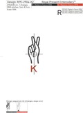 Sign Language letter K machine embroidery design - 3 sizes