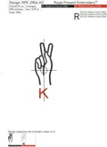 Sign Language letter K machine embroidery design - 3 sizes