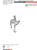 Sign Language letter L machine embroidery design - 3 sizes
