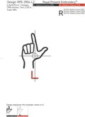 Sign Language letter L machine embroidery design - 3 sizes