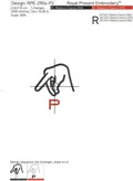 Sign Language letter P machine embroidery design - 3 sizes