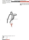 Sign Language letter T machine embroidery design - 3 sizes