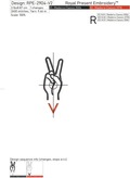 Sign Language letter V machine embroidery design - 3 sizes