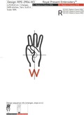 Sign Language letter W machine embroidery design - 3 sizes