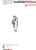 Sign Language letter X machine embroidery design - 3 sizes