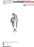 Sign Language letter X machine embroidery design - 3 sizes