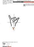 Sign Language letter Y machine embroidery design - 3 sizes