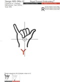 Sign Language letter Y machine embroidery design - 3 sizes
