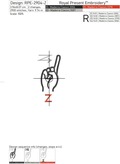 Sign Language letter Z machine embroidery design - 3 sizes
