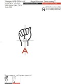 Sign language alphabet machine embroidery designs - 3 sizes