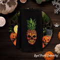 Motif de broderie à la machine « Crâne à l'ananas » pour Halloween - 4 tailles