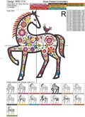 Slovak folk Horse Appliqué Embroidery Design - 3 sizes