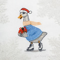 Small Goose on skates Christmas Machine Embroidery Design - 3 sizes