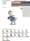 Small Goose on skates Christmas Machine Embroidery Design - 3 sizes