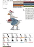Small Goose on skates Christmas Machine Embroidery Design - 3 sizes