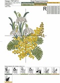 Snowdrops and Mimosa Machine Embroidery Design - 3 sizes