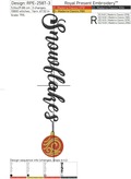 Snowflakes inscription with Christmas tree toy machine embroidery design - 3 sizes