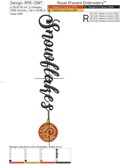 Snowflakes inscription with Christmas tree toy machine embroidery design - 3 sizes