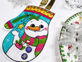 Snowman Mitten for Cutlery Machine Embroidery Design - 2 sizes