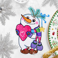 Snowman with a Heart Machine Embroidery Design - 4 sizes