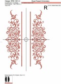 Split monogram ornamental border embroidery design - 4 sizes
