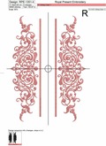 Split monogram ornamental border embroidery design - 4 sizes
