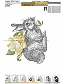 Spring Bunny holding a tulip machine Embroidery Design - 3 sizes