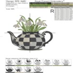 Checkered teapot with snowdrops - 4 sizes