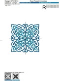 Square Oriental pattern machine embroidery design - 4 sizes