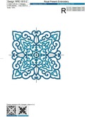Square Oriental pattern machine embroidery design - 4 sizes