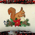 Squirrel with Poinsettia machine embroidery design - 3 sizes