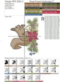 Squirrel with Poinsettia machine embroidery design - 3 sizes