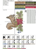 Squirrel with Poinsettia machine embroidery design - 3 sizes